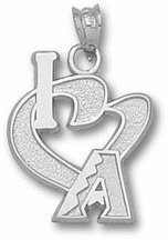 Arizona Diamondbacks 3/4 I Heart A Pendant - Sterling Silver Jewelry