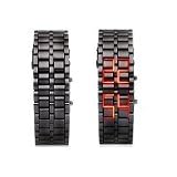 Montre Homme Led Rouge- Acier Noir Titane