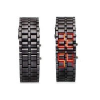 Montre Homme Led Rouge- Acier Noir Titane