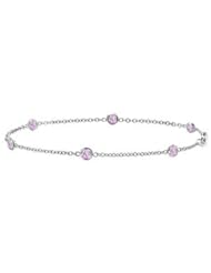 Pink Amethyst By The Yard Bracelet in 14K White Gold 7 Inch Length With Total Weight 0.60 Carat