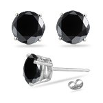 1/4 Ct Round A Black Diamond Stud Earrings in 14K White Gold