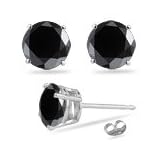 1 4 Cts Black Diamond Stud Earrings in 14K White Gold