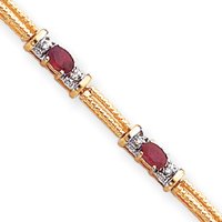 14k Ruby and Diamond Bracelet - 7 Inch by JewelryWeb