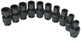 Sunex 3657 10 Piece 3/8-Inch Drive Standard Metric Universal Socket Impact Set