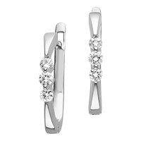 Certified, 14kt. White Gold, 1 4 ct. tw. Colorless Three Diamond Earrings by Fred Meyer Jewelers