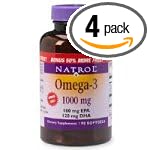 Natrol Omega-3 Purified Fish Oil Dietary Supplement, 90 Softgels (Pack of 4) by Natrol