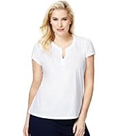 Plus Henley Neck Short Sleeve Voile Top