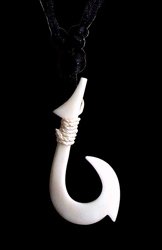 Hawaiian Bone Necklace Fish Hook