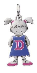 Children Jewelry Charm & Trinkets - Girl Shaped Metal Initial Charm - D