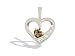 14K White Gold Genuine Heart Smoky Quartz and Diamond Pendant