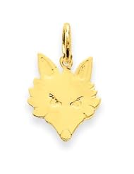 14k Gold Polished Fox Heard Charm
