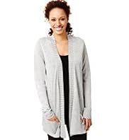Open Front Studded Cardigan with Linen