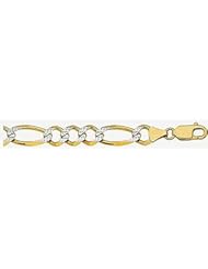 9mm White Pave Large Figaro Chain 16"