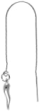 Sterling Silver Italian Threader Earrings with Italian Horn drop total length 4 1/2 Long