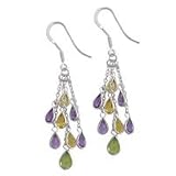 .925 Silver, Amethyst, Peridot and Citrine Earrings