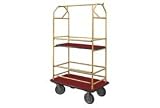 Bellman Condo Cart 48x25 Satin Brass Burgundy Carpet, 4 Rubber Wheels