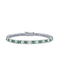 Emerald and Diamond Tennis Bracelet : Platinum - 2.00 CT TGW