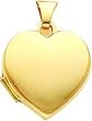 14K Gold Plain Heart Locket Photo Pendant Jewelry |B