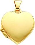14K Gold Plain Heart Locket Photo Pendant Jewelry |B