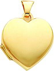 14K Gold Plain Heart Locket Photo Pendant Jewelry |B