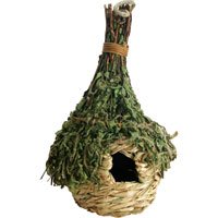 Hanging Finch Nest with Leaves by A & E CAGE CO.