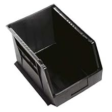 Quantum QUS255 Plastic Storage Stacking Ultra Bin, 16-Inch by 11-Inch by 8-Inch, Black Conductive, Case of 4