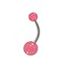Pink Glitter Ball Acrylic Belly Button Ring