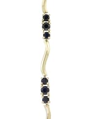 14k Gold Tennis Bracelet with Genuine Round Sapphires & Diamonds