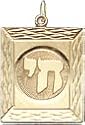 Chai (Hebrew Letter) in Frame, 14K Gold Charm