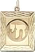 Chai (Hebrew Letter) in Frame, 14K Gold Charm