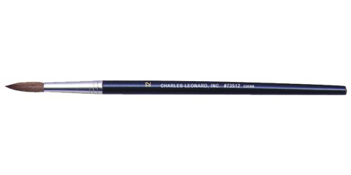 Charles Leonard Inc. Water Color Brushes with Pointed Rounds, # 12, 1.06 Inches Camel Hair, Black Handle, 1 Dozen (73512)