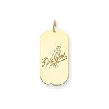 Los Angeles Dodgers 1 1/4in Dog Tag - 14kt Yellow Gold