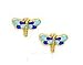 14k Yellow Purple Blue Enamel Childrens Screw-Back title=