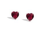 14K White Gold Heart Created Ruby Stud Earrings
