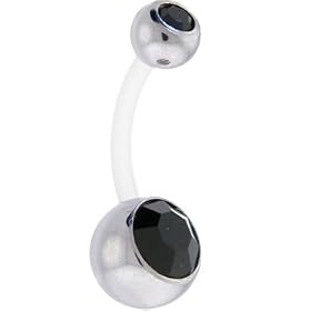 Black Double Gem BIOPLAST Belly Ring by 