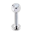16 Gauge Solid 14KT White Gold Cubic Zirconia Labret - 5/16" 4mm