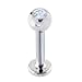16 Gauge Solid 14KT White Gold Cubic Zirconia Labret - 5/16" 4mm