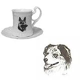 Australian Shepherd Cup and Saucer, Porcelain by Rosalinde