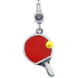 Sterling Silver 19.00X12.00 MM Ping Pong Paddle And Ball Charm
