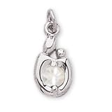 14K White Gold Mother and Child April Birthstone Charm Pendant