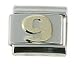 18K gold and steel Italian Charm number 9
