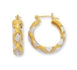 10k Two-Tone 6 mm Diamond-Cut Hoop Earrings