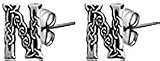 Celtic Letter "N" Pewter Stud Earrings