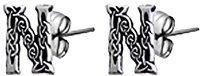 Celtic Letter "N" Pewter Stud Earrings