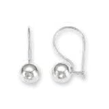 14k White 7 mm French Wire Ball Earrings