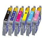 Epson Compatible (6)-Pack T033120-T033620 (1Bk/1C/1M/1Y/1LC/1LM) Ink Cartridges for Epson Stylus Photo 960, Stylus Photo 950