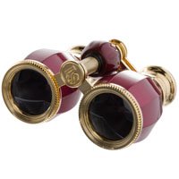 Adorama 4 x 30 Hamlet Opera Glass Binocular, Burgundy with Gold Trim