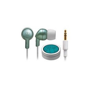 Audio Technica CK6W In-ear Headphones with 10.7mm Rare-earth Drivers, Loop Support Design and Interchangeable loop supports, Green