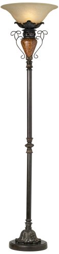Traditional Bronze Crackle Torchiere Floor Lamp