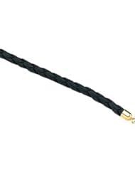 Black Braided Leather Cord Chain 14K Gold Yellow Ch761 20 Inch